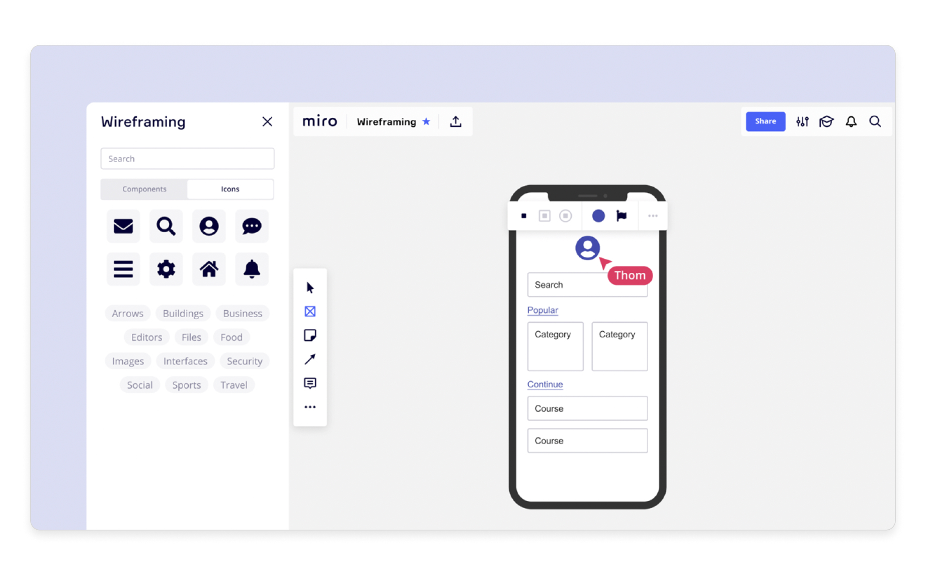 Collaborating in wireframing with Miro