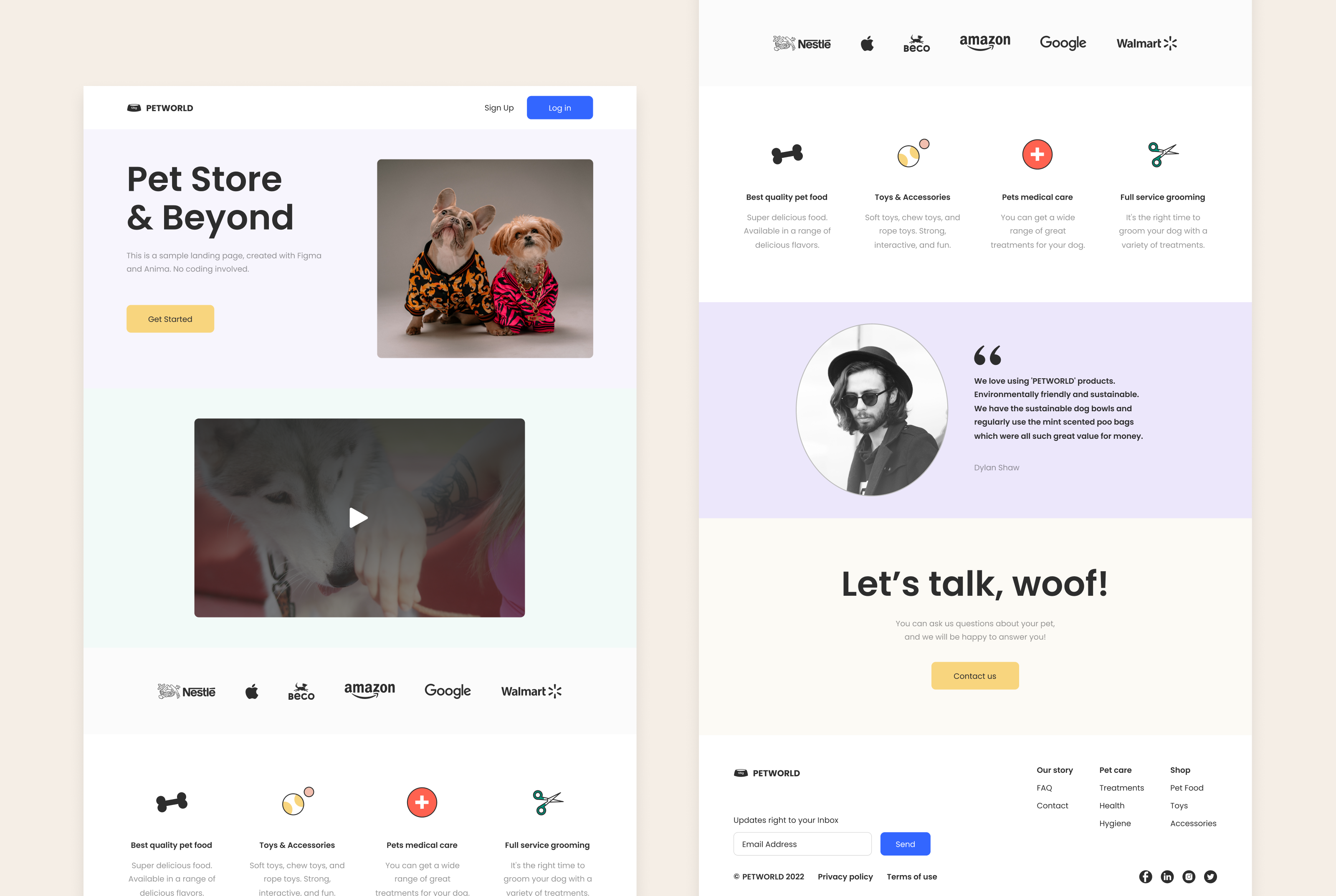 Pet store landing page - Adobe XD